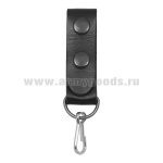 Петля кожаная с карабином (с двумя кнопками) черная