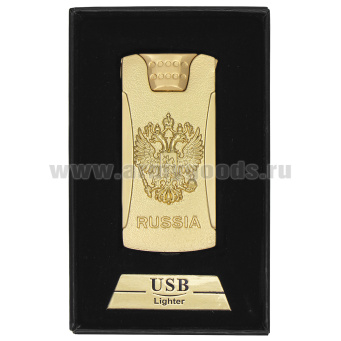 Зажигалка спиральная со шнуром USB RUSSIA/Россия (Герб РФ)