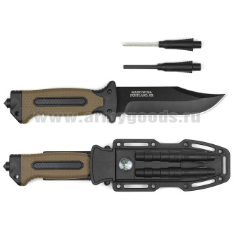 Нож GERBER COLUMBIA в пластиковых ножнах с компасом и огнивом (4028C) общая длина 27 см	