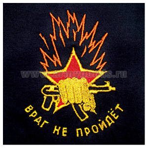 Футболка с вышивкой на груди Враг не пройдет, черная