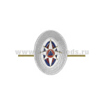 Кокарда мет. МЧС нов/обр рядовой состав (гладкая) серебр.