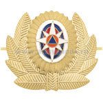 Кокарда мет. МЧС нов/обр (с розой ветров) большая зол. (широкий овал)