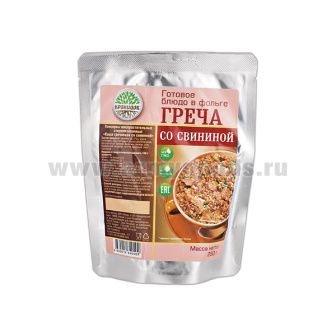Консервы мясорастительные Греча со свининой (250 г) (готовое блюдо в фольге) до 07.2025 и ранее