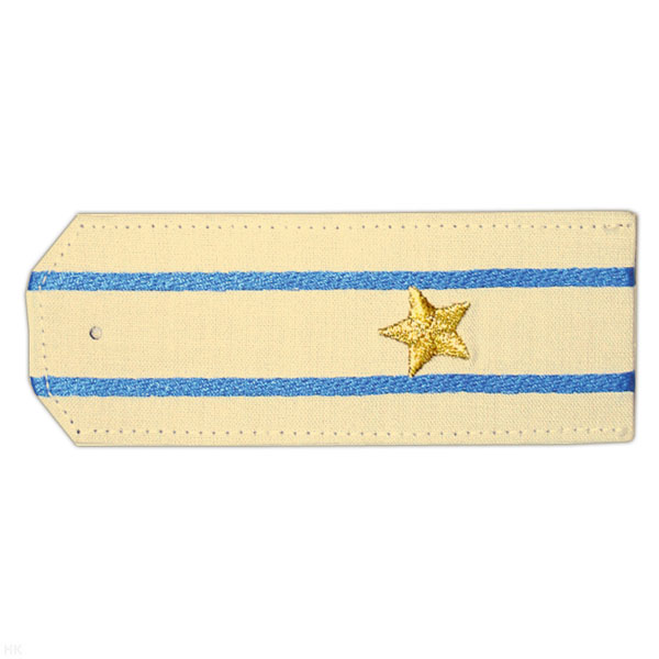 Погоны «машинная вышивка» из рубаш. ткани крем. с 2 вышит. голуб. просв. с вышитой звездой (майор)