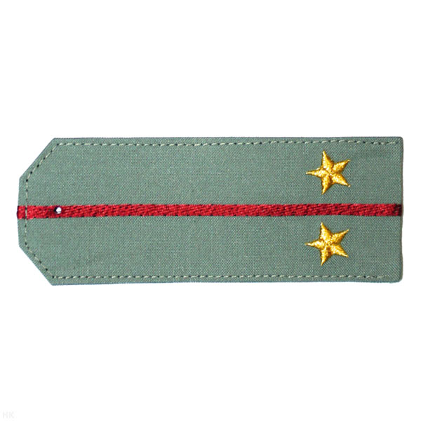 Погоны «машинная вышивка» из рубаш. ткани оливк. с 1 вышит. крап. просв. с вышит. звездами (лейтенант)