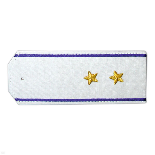 Погоны «машинная вышивка» из рубаш. ткани белые с вышит. вас. кантом с вышит. звездами (прапорщик)