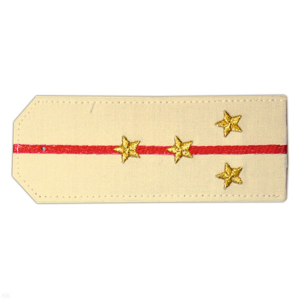 Погоны «машинная вышивка» из рубаш. ткани крем. с 1 вышит. красн. просв. с вышит. звездами (капитан)