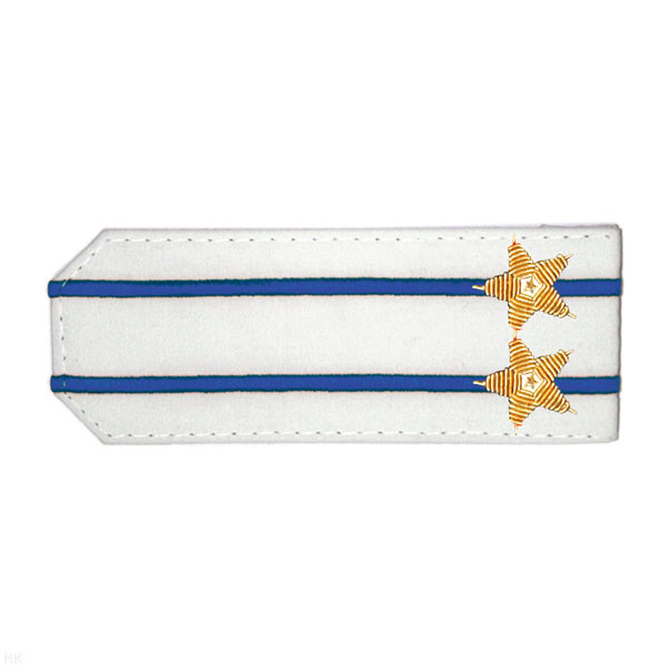 Погоны из рубаш. ткани белые с вышит. 2 вас. просв., вышит. канителью (подполковник)