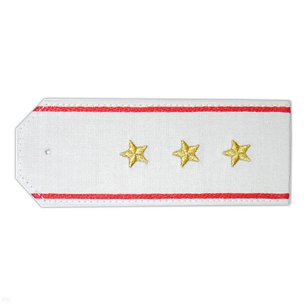 Погоны «машинная вышивка» из рубаш. ткани белые с вышит. красн. кантом с вышит. звездами (ст. прапорщик)
