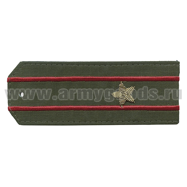 Погоны из рубаш. ткани оливк. (Rip-Stop) c 2 вышит. красн. пр. вышит. канит. (майор) на костюм офисный