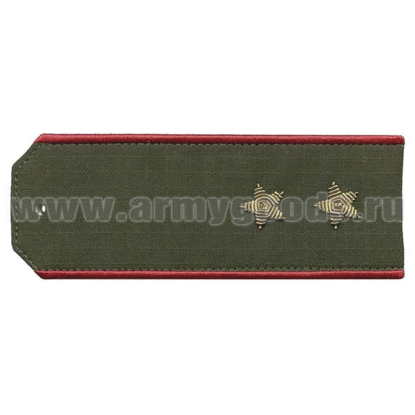 Погоны из рубаш. ткани оливк.  (Rip-Stop) c вышит. красным кантом вышит. канит. (прапорщик) на костюм офисный