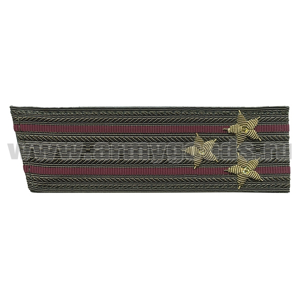 Погоны ВВ оливк. с 2 крапов. просв., вышит. канителью (полковник) со скосом
