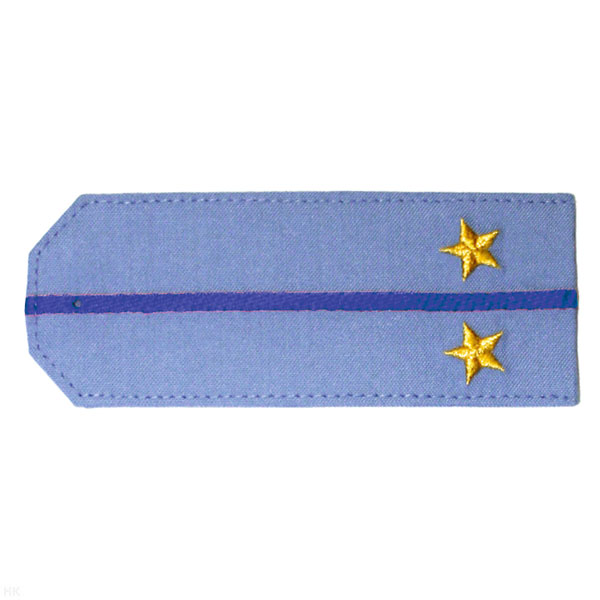 Погоны «машинная вышивка» из рубаш. ткани серо-голуб. с 1 вышит. вас. просв. с вышит. звездами (лейтенант)