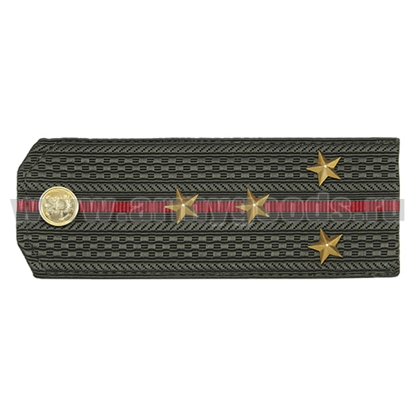 Погоны оливк. 1 красный просвет, укомпл. мет. фурнитурой (капитан) пластик