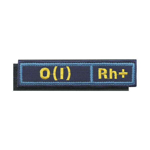Нашивка на грудь вышит. Гр. кр. O (I) положит. (синий фон, голубой кант, ткань Rip-Stop) на костюм офисный (125x25 мм) на липучке