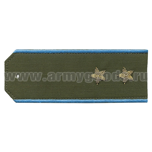 Погоны из рубаш. ткани оливк. (Rip-Stop) c вышит. голубым кантом вышит. канит. (прапорщик) на костюм офисный