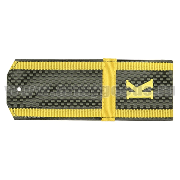 Погоны оливк. желтый кант (курсантские) с нашитым желт.шелковым галуном (ефрейтор) и пластизол. "К" (на пластике)