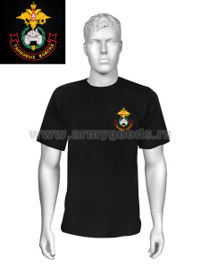 Футболка с вышивкой на груди Танковые войска (эмблема ст/обр) черн.