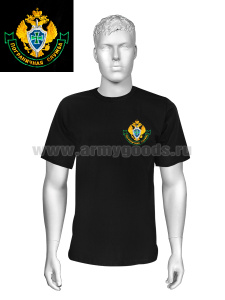 Футболка с вышивкой на груди Пограничная служба, черн.