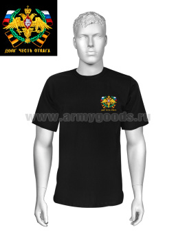 Футболка с вышивкой на груди Долг Честь Отвага, черн.