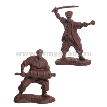 Набор игрушек пластмассовых "Запорожские казаки" (фигурки 6 шт, телега) арт. 12085