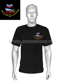 Футболка с вышивкой на груди ГМА им. адм. С.О. Макарова, черная