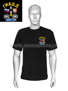 Футболка с вышивкой на груди ГИБДД ДПС (флаг) черн.