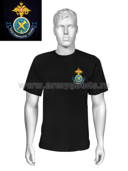 Футболка с вышивкой на груди Топографическая служба, черн.