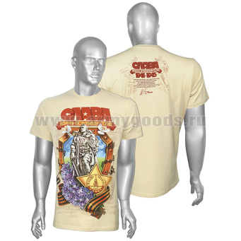 Футболка с рис краской Слава Воину-Освободителю (бежевая) (ЗВ)