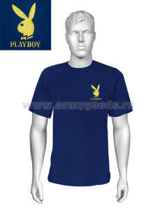 Футболка с вышивкой на груди Playboy, синяя