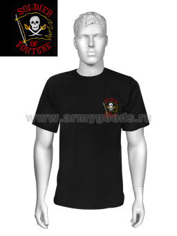 Футболка с вышивкой на груди Soldier of fortune, черная