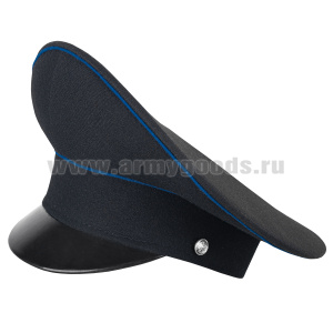 Фуражка с высокой тульей черная с васильк. кантом №2