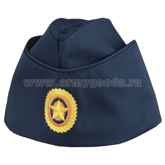 Пилотка ВВС синяя с вышитой кокардой РА (ткань "патруль"/твил)