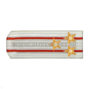 Погоны белые с 2 красн. просв., вышит. канителью (полковник)