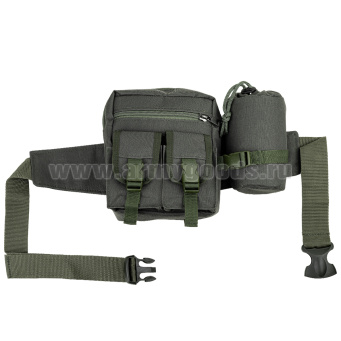 Сумка поясная с чехлом для бутылки оливковая