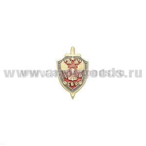 Значок мет. ФСБ РФ (щит и меч) h=2.2 миниатюрн. (цветн), на пимсе