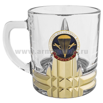 Кружка стекло (0,25 л) с металлизированным напылением и мет накладкой ВДВ