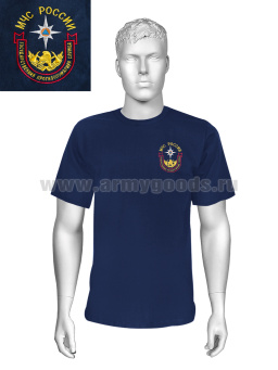 Футболка с вышивкой на груди ГПС МЧС России, синяя