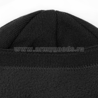 Шапка вязаная п/ш с флисовой подкладкой черная с вышит. шевроном Росгвардия (орел РГ)