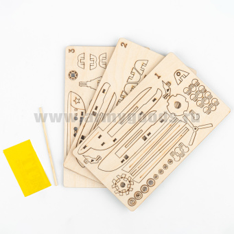 Игрушка-конструктор деревянная Вертолет (сборная модель, 69 деталей) СДМ-56